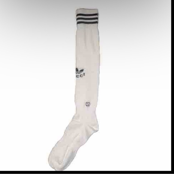 Gucci x Adidas Logo Knee Sock White & Black Men Sz S, M, L Authentic Made Italy - Picture 1 of 7
